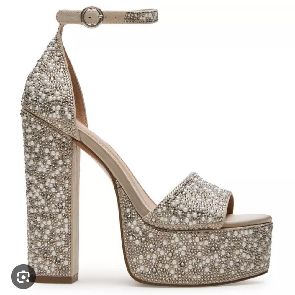 Steve Madden White Pearl Platform Heels